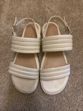Aldo Cream Double-Strap Slingback Sandals